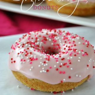 Vanilla Bean Baked Donuts with Strawberry Frosting