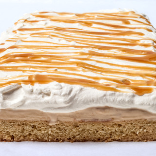 Vanilla–Salted Caramel Ice Cream Cake with Whipped Cream