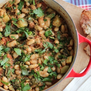 Vegan Cassoulet with White Beans and Garlic Breadcrumbs