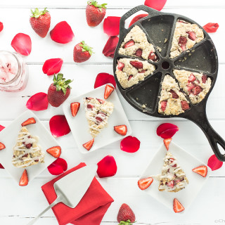 Vegan/Gluten Free Strawberries and Cream Scones with Vanilla Glaze