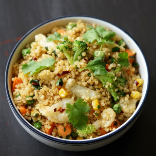 Vegan Quinoa Fried Rice with Freezer Veggies