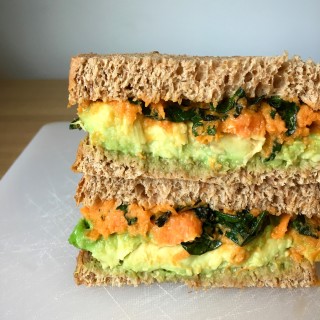 Vegan Sandwich with Avocado, Roasted Kale & Sweet Potato