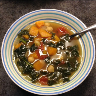 Vegan sweet potato and kale soup