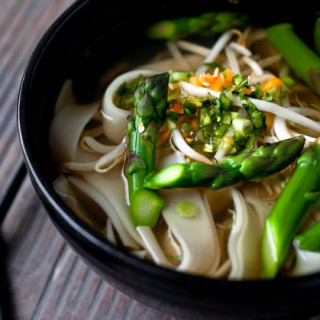 Vegetarian Pho With Asparagus and Noodles
