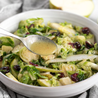 Warm Brussels Sprouts and Pear Salad with Dijon Vinaigrette