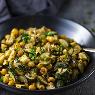 Warm Curried Chickpea Salad with Zucchini