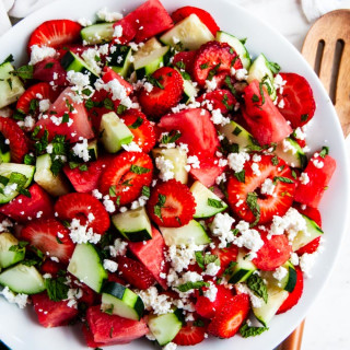 Watermelon Strawberry Cucumber Salad