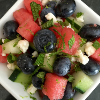 Watermelon, Cucumber and Blueberry Salad