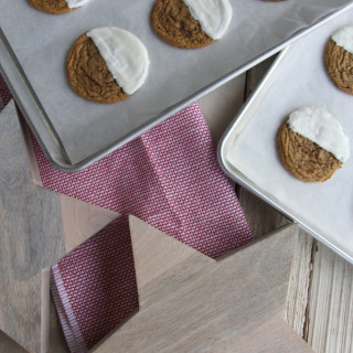 White Chocolate Dipped Chewy Ginger Cookies