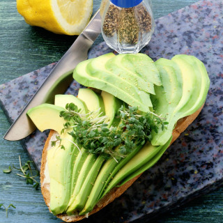 Whole-wheat bread with avocado slices