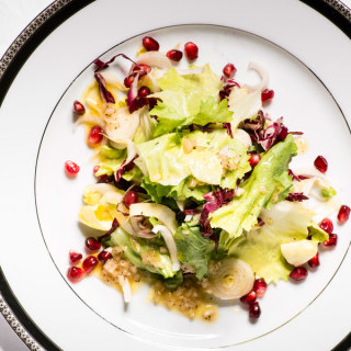 Winter Lettuces with Pomegranate Seeds