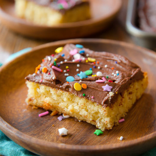 Yellow Sheet Cake with Chocolate Fudge Frosting