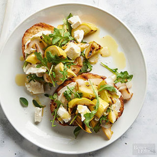 Yellow Squash and Feta Grilled Toast