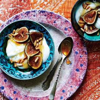 Yogurt with Fresh Figs, Honey, and Pine Nuts