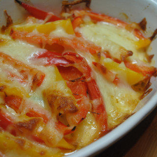 Yummy baked cheese and veggie gratin