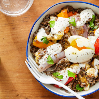 Za’atar-Roasted Cauliflower &amp; Lentil Bowls with Soft-Boiled Eggs
