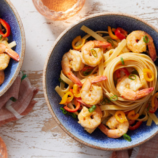 Zesty Shrimp &amp; Fettuccine with Calabrian Chile &amp; Sweet Peppers