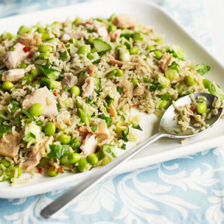 Zingy salmon and brown rice salad