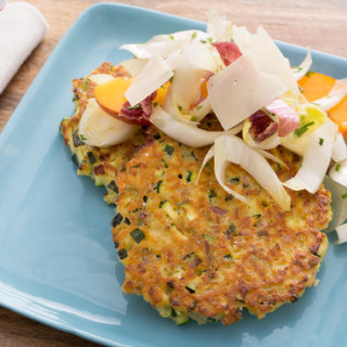 Zucchini Fritters with Endive, Nectarine &amp; Parmesan Salad