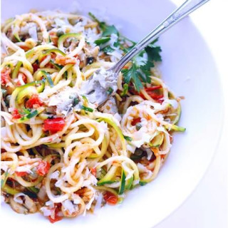 Zucchini Noodles with Sardines, Tomatoes &amp; Capers