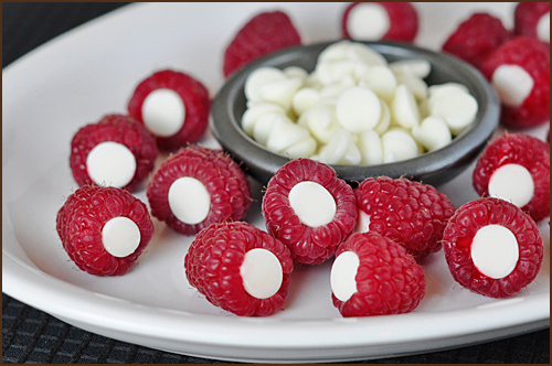 Raspberries with Chocolate Inside Them