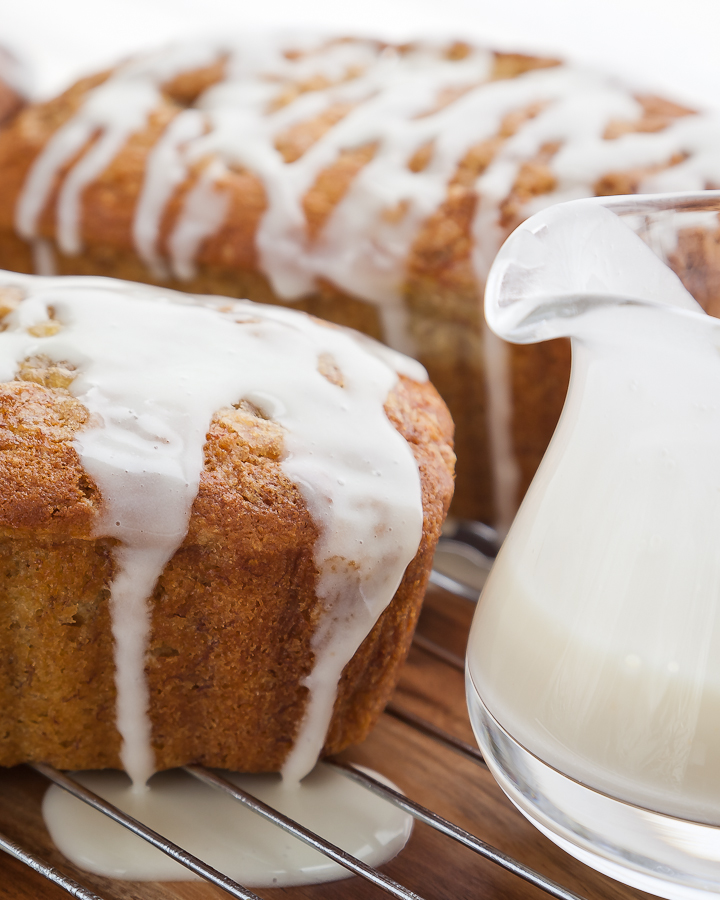 Sour Cream Banana Bread with Chocolate, Walnuts and Sour Cream Glaze
