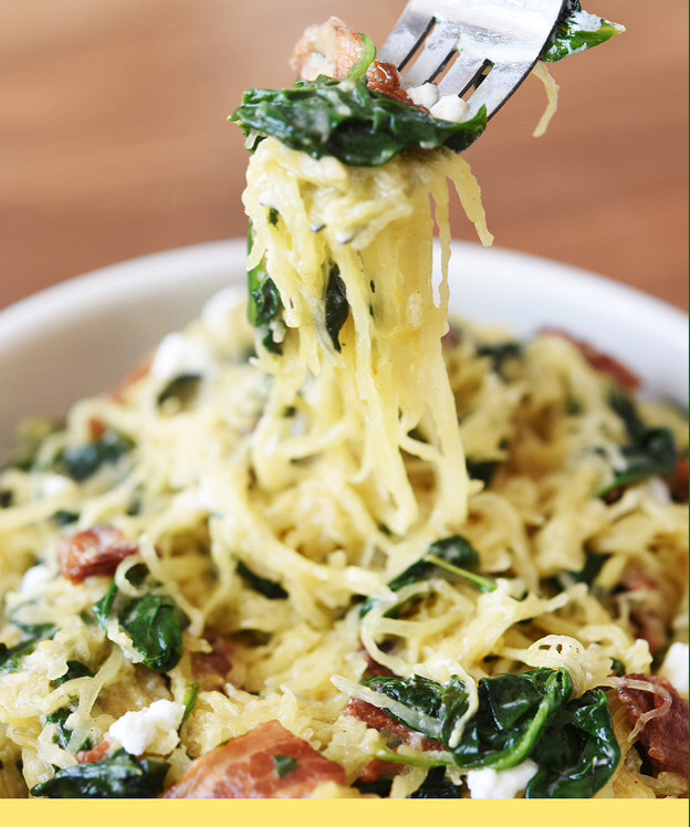 Spaghetti Squash with Bacon, Spinach and Goat Cheese - BigOven