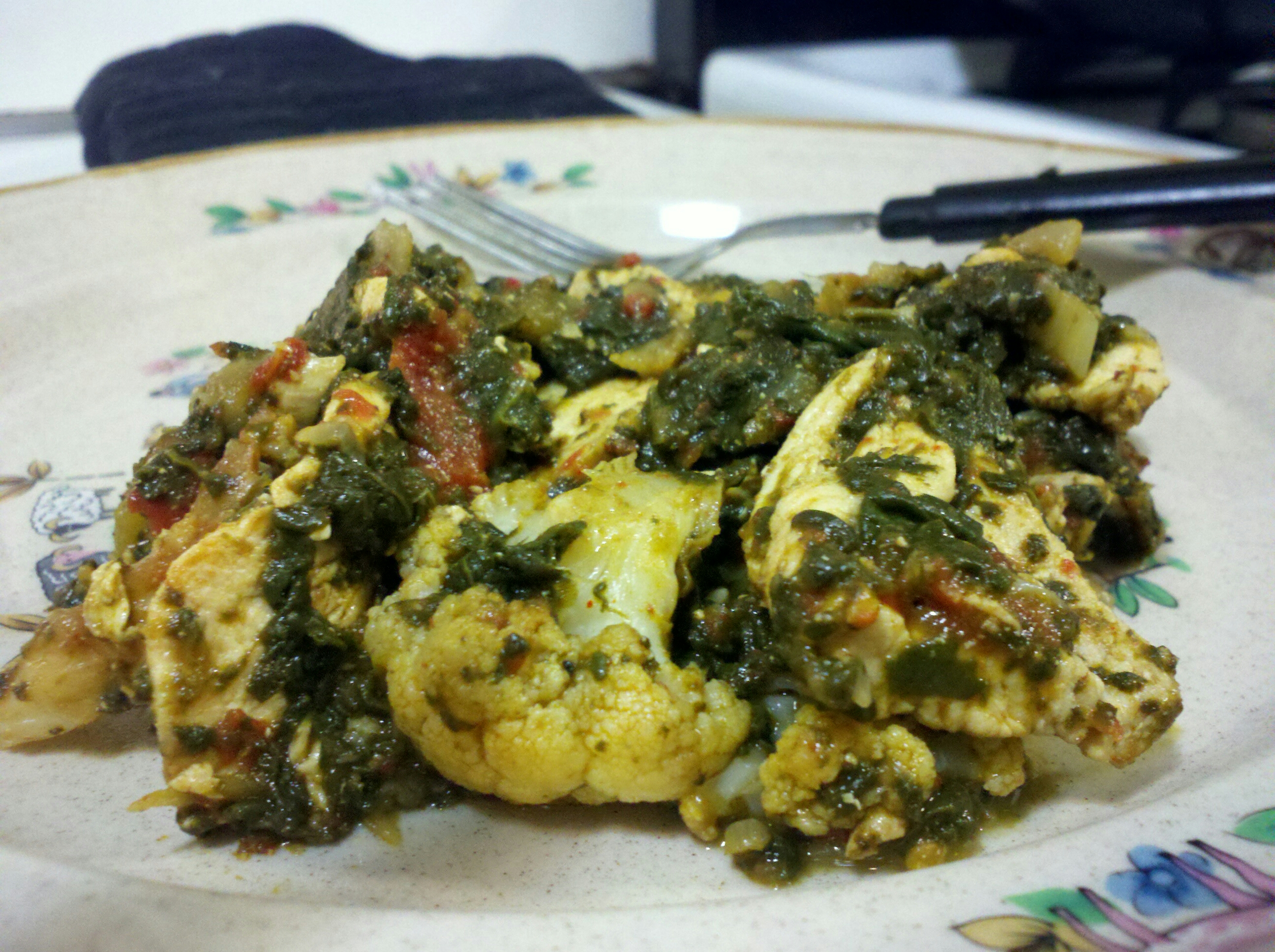 Spinach Curry with Chicken and Cauliflower BigOven