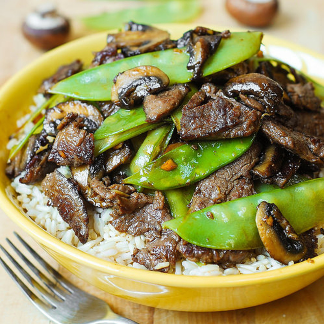 Asian Beef w/Mushrooms & Snow Peas