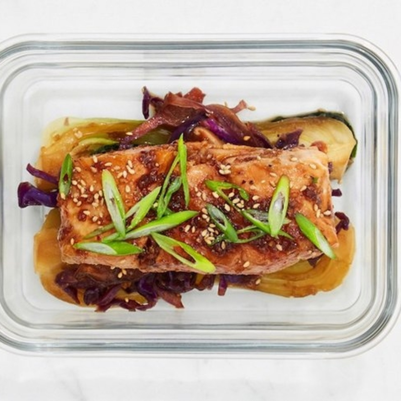 AsianSpiced Salmon With Baby Bok Choy and Shiitakes