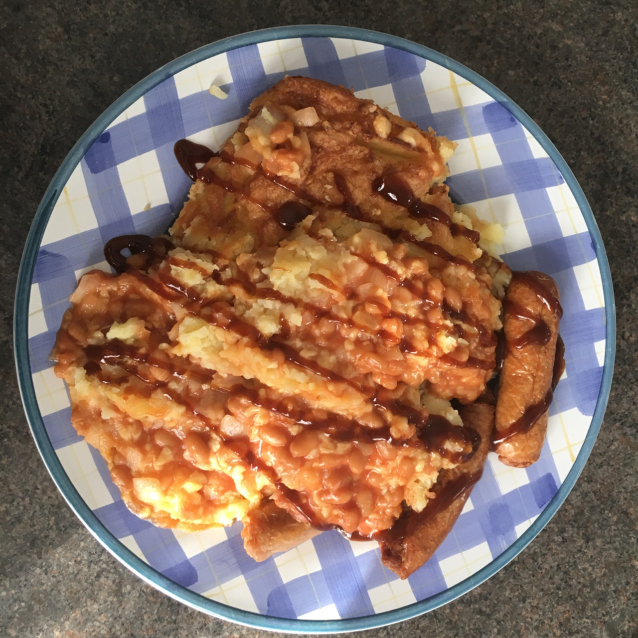 Baked bean cheese and potato pie