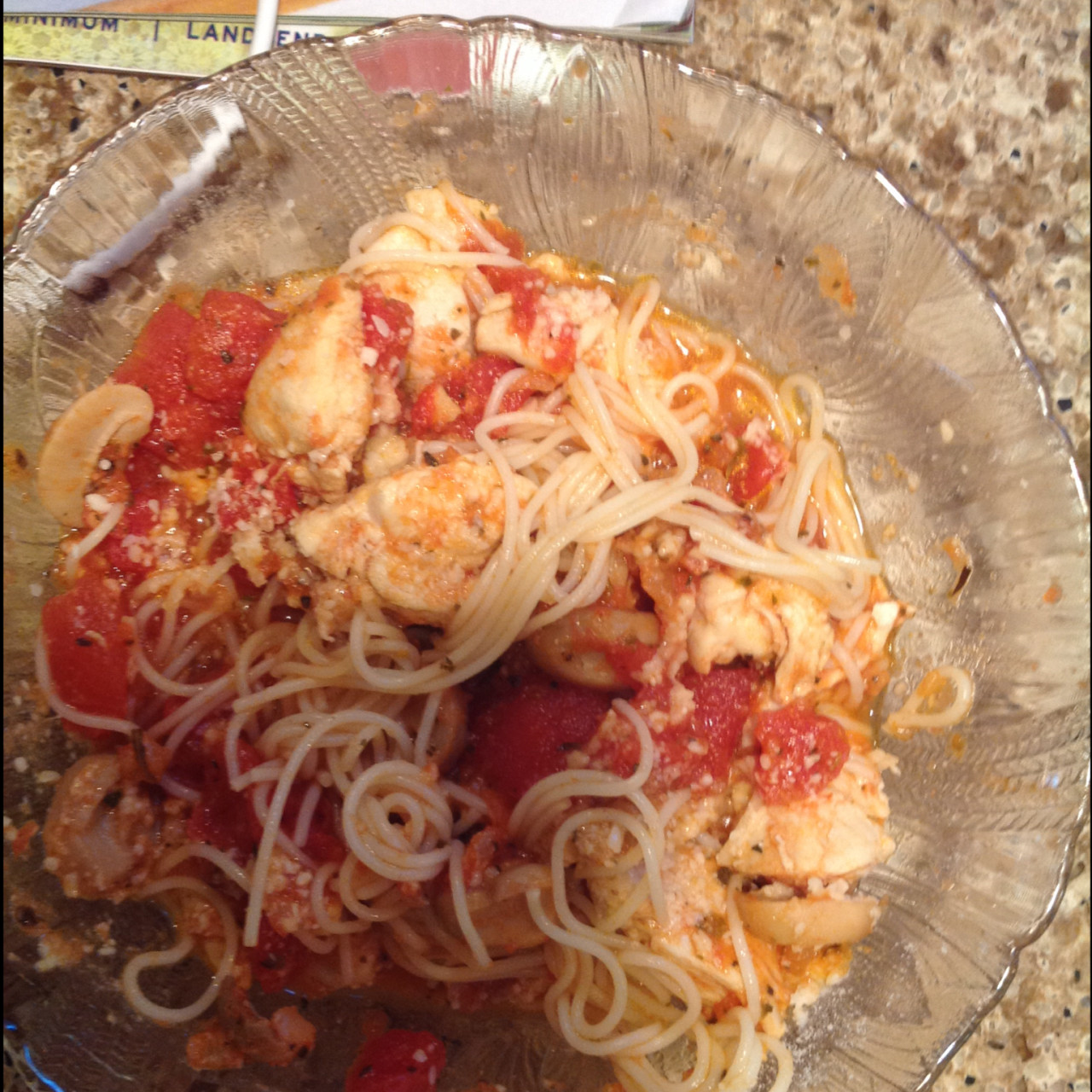 Basil Chicken over Angel Hair