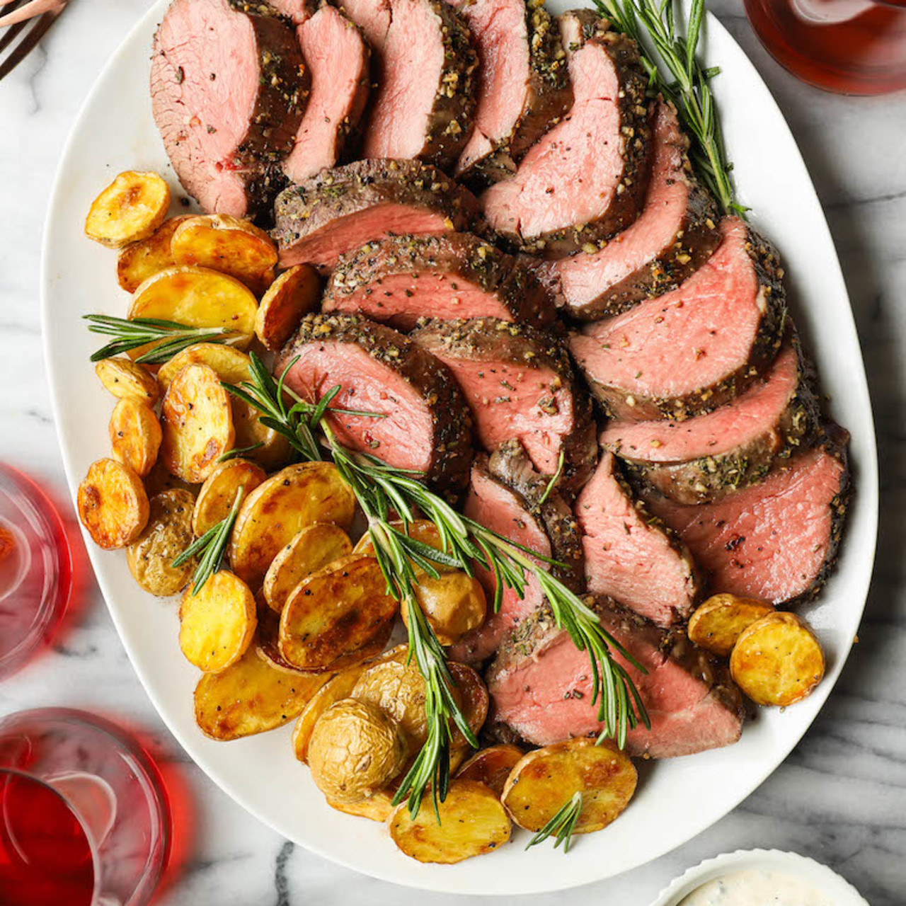 Beef tenderloin with garlic and rosemary