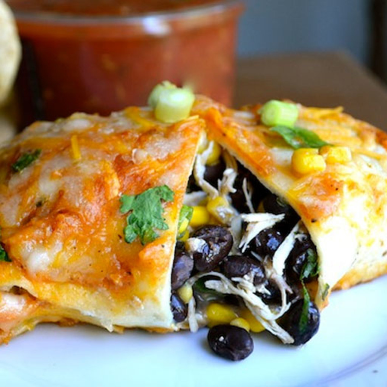 Black Bean & Spinach Chicken Enchiladas