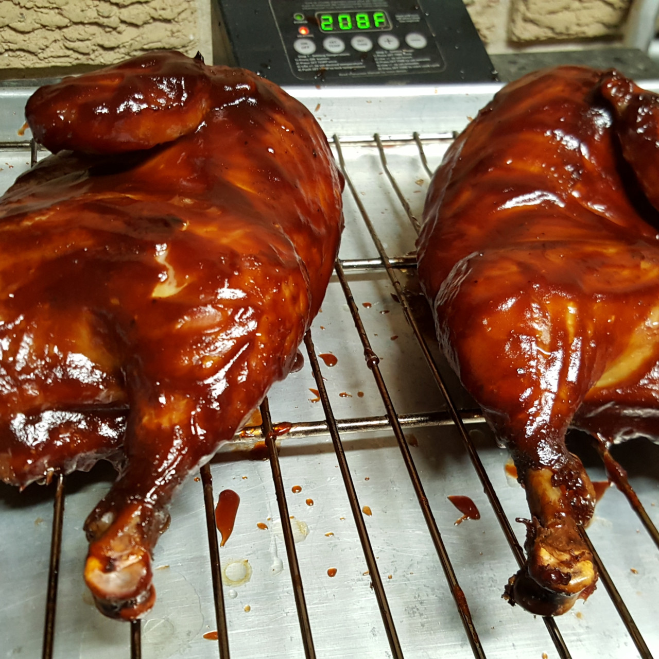 Brined BBQ smoked chicken half's
