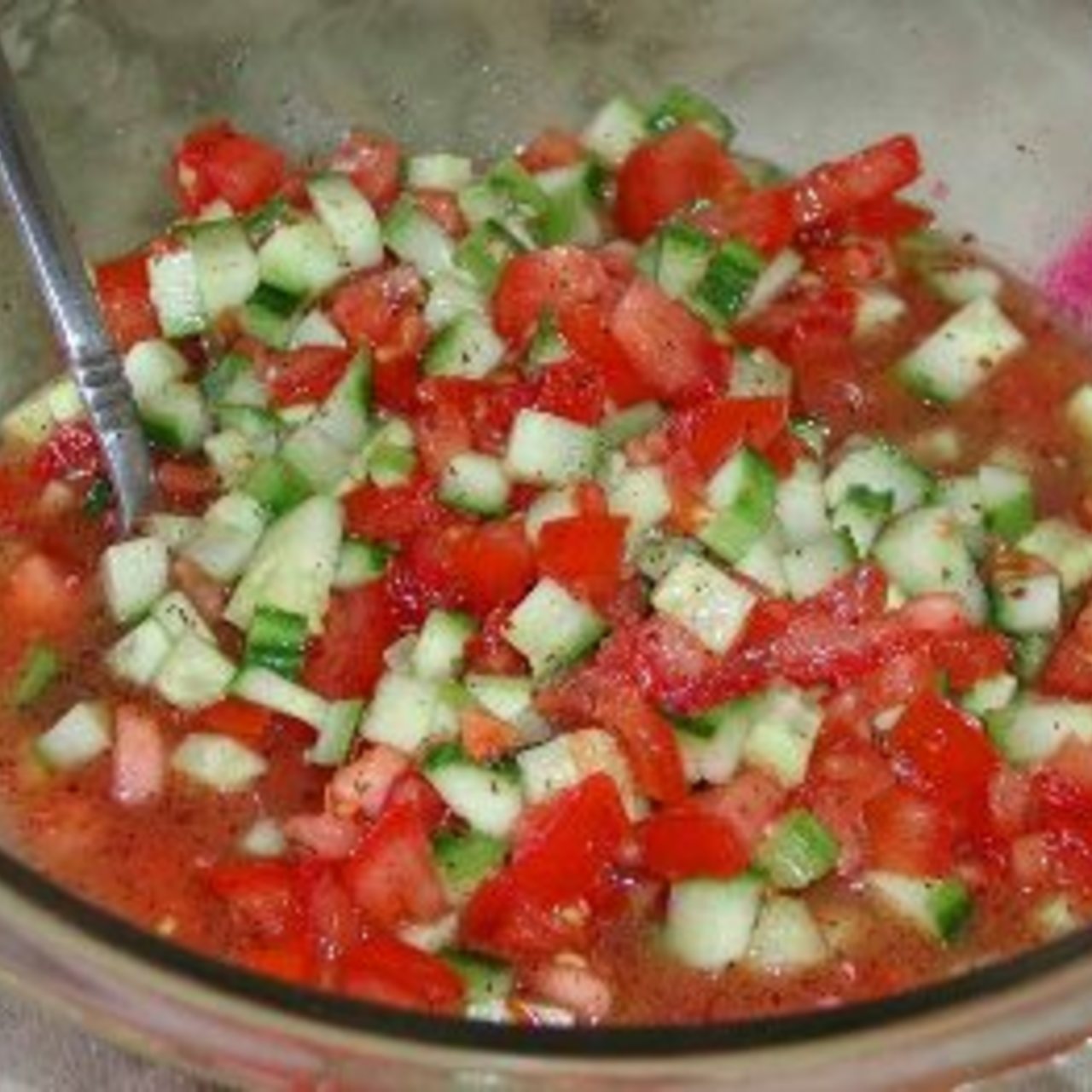 Bruschetta with Tomatoes, Cucumbers, And Basil