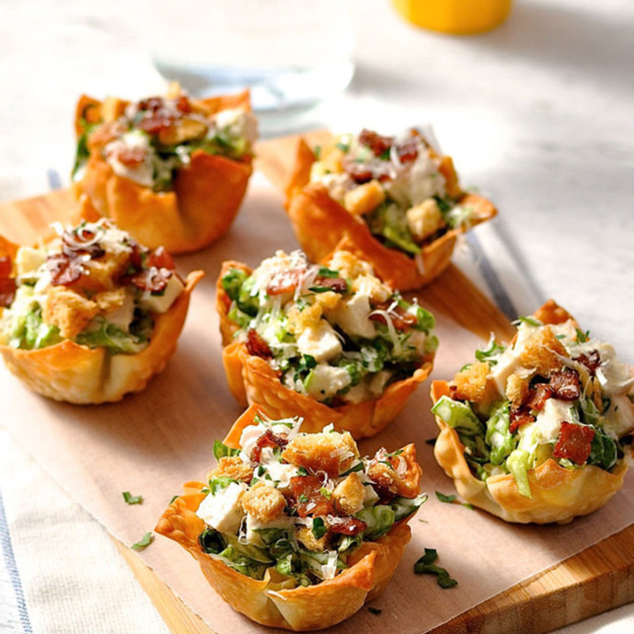 Caesar Salad Wonton Cups - Hezzi-D's Books and Cooks