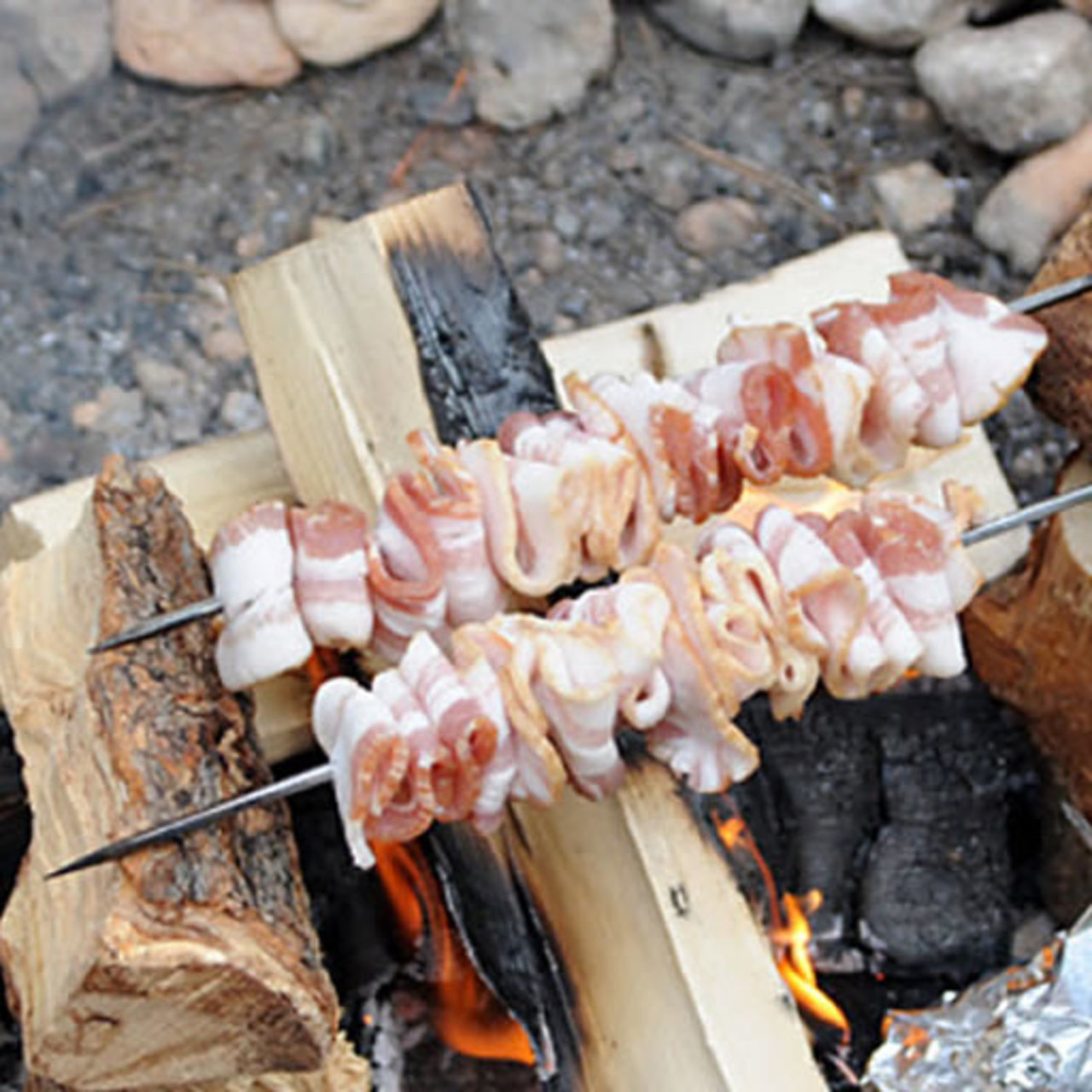 Camping Skewered Bacon