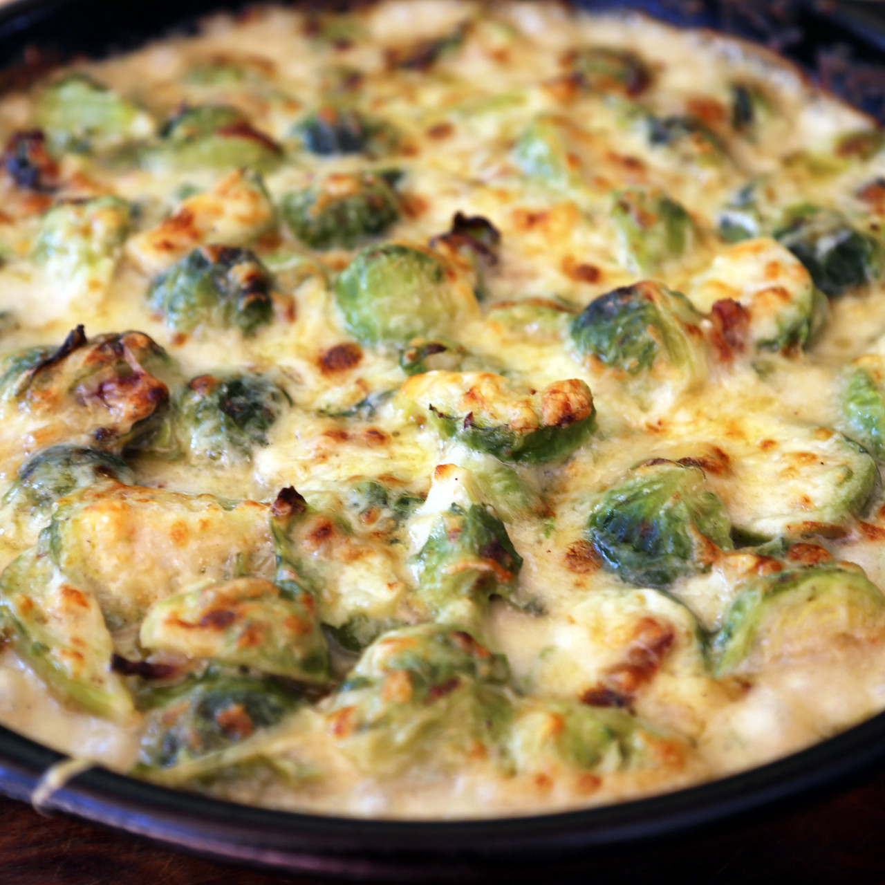Cheese Brussel Sprouts with Gruyere and Bacon Tina/Joanie's