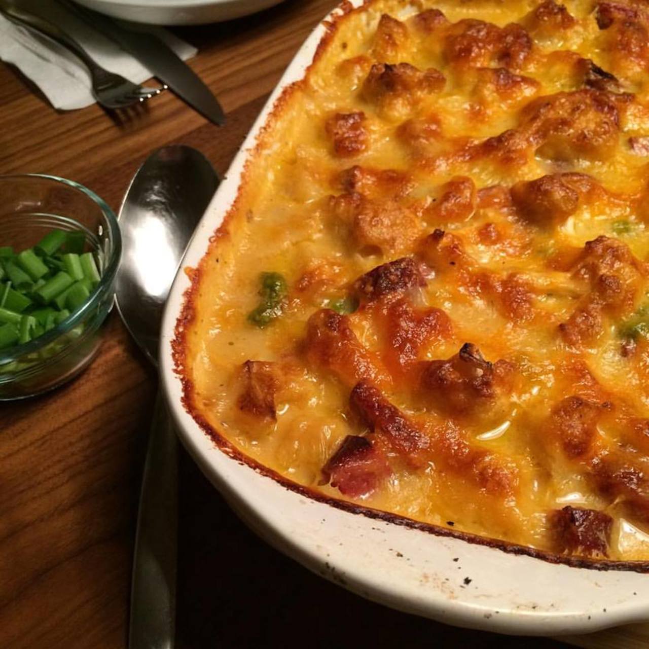 Cheesy Cauliflower and Kielbasa Bake