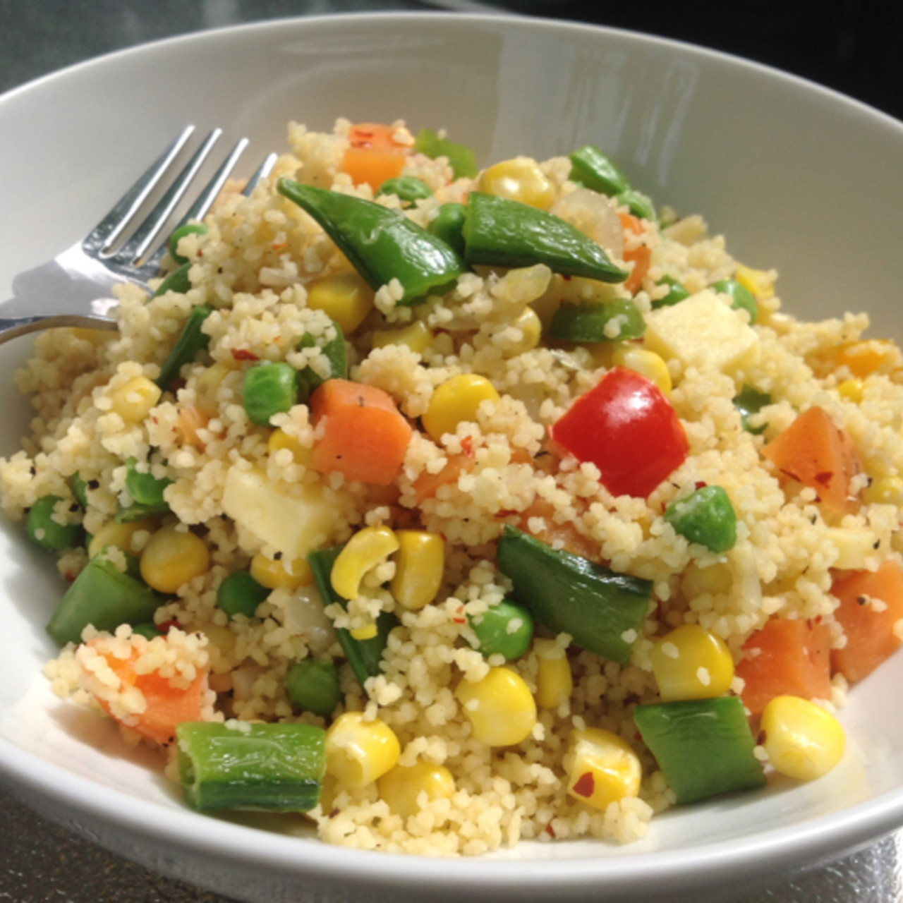 Chilli veggie cous cous with cheese