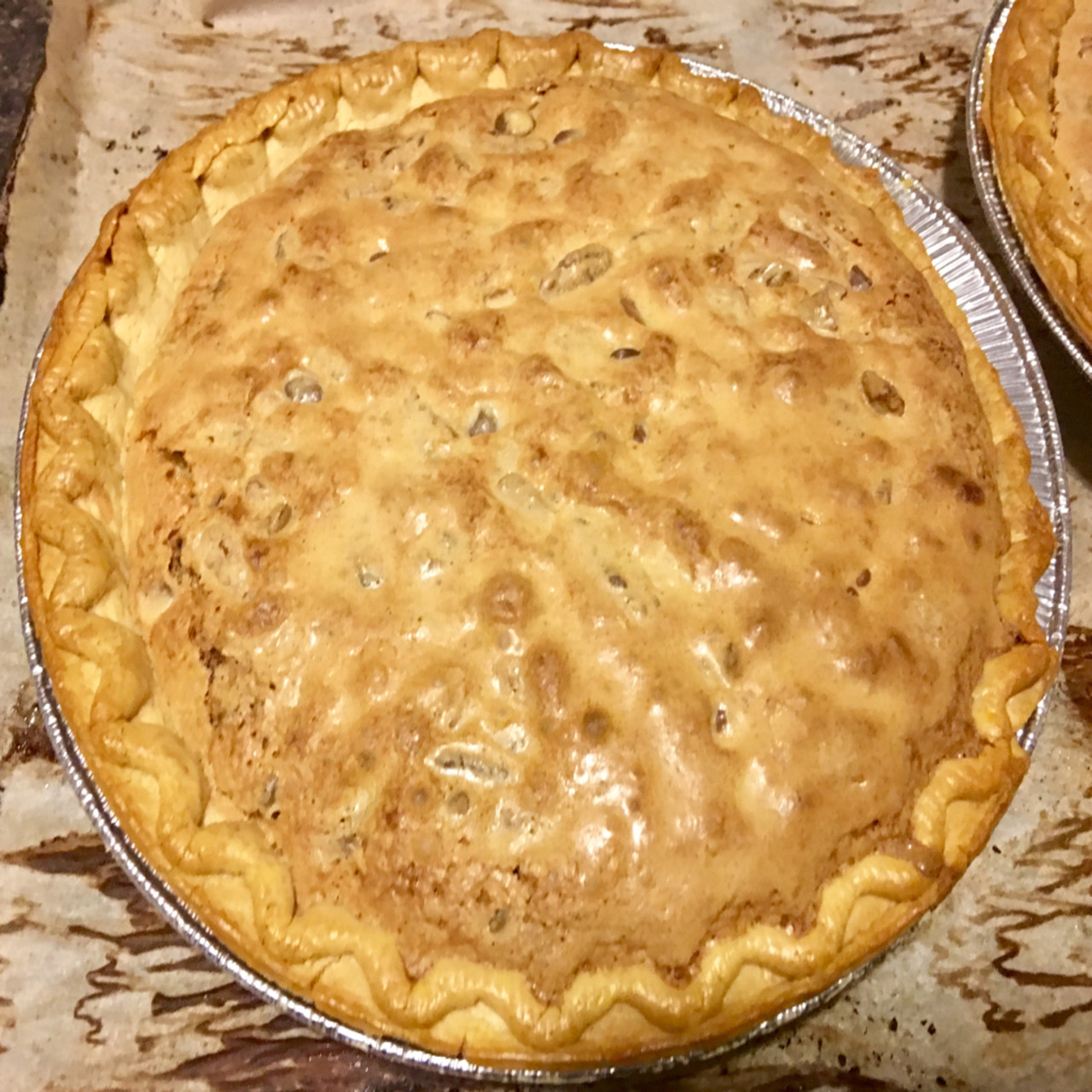Chocolate Nut Thigh Pie with Bourbon Whipped Cream