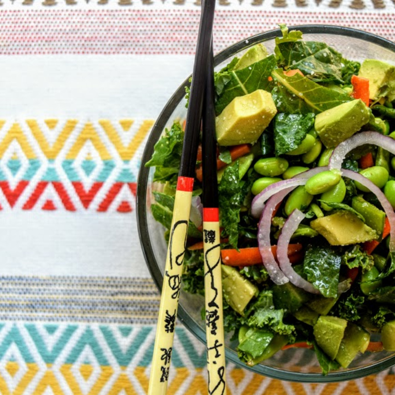 Chopped Kale Salad with Edamame, Carrot, and Avocado