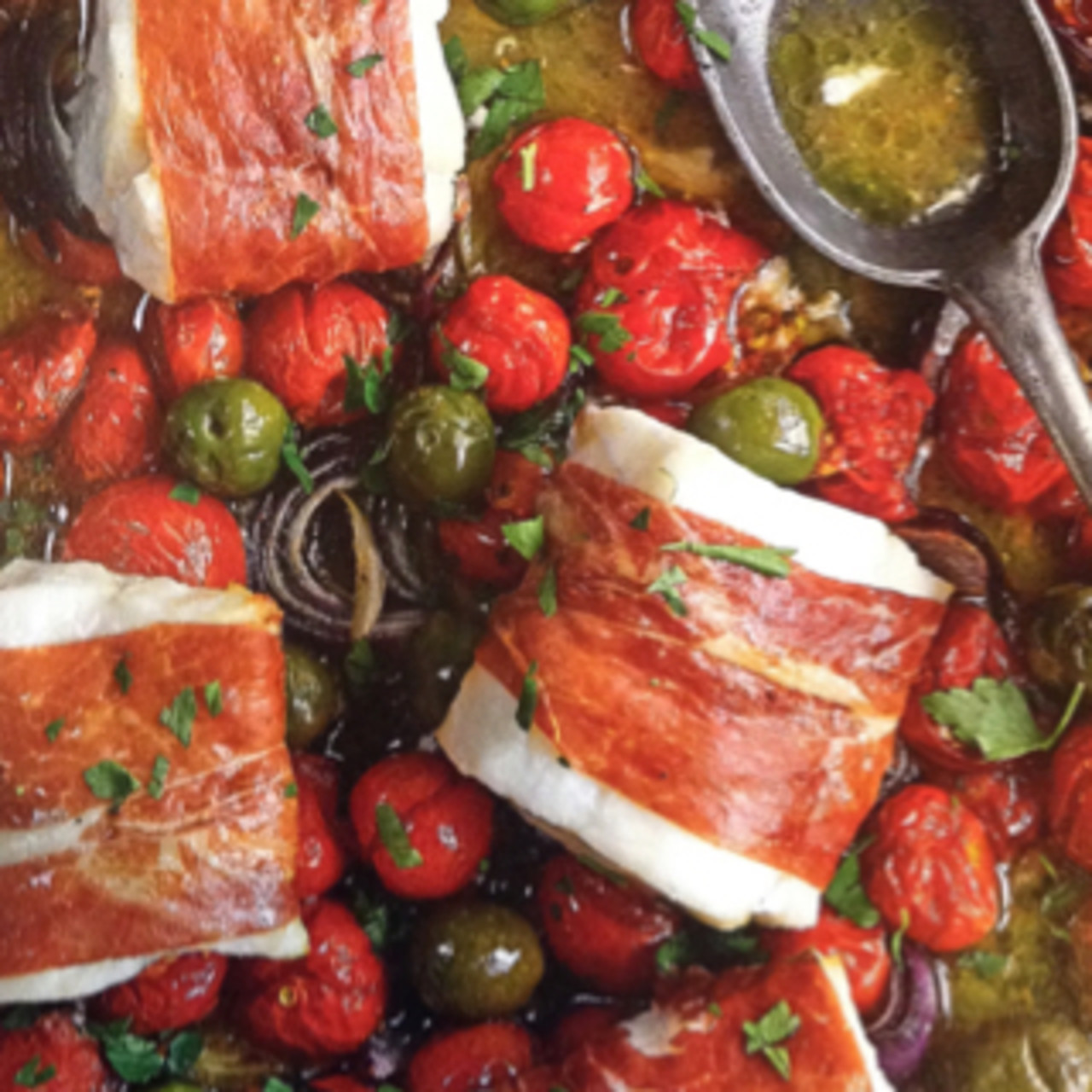 COD, cherry tomato tray roast