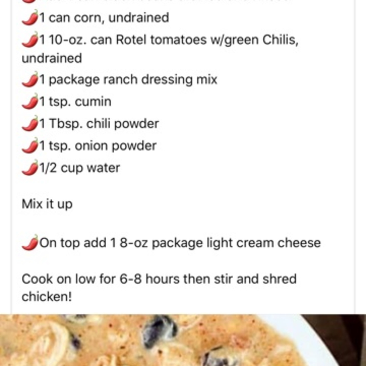 Cream Cheese Chicken Chili