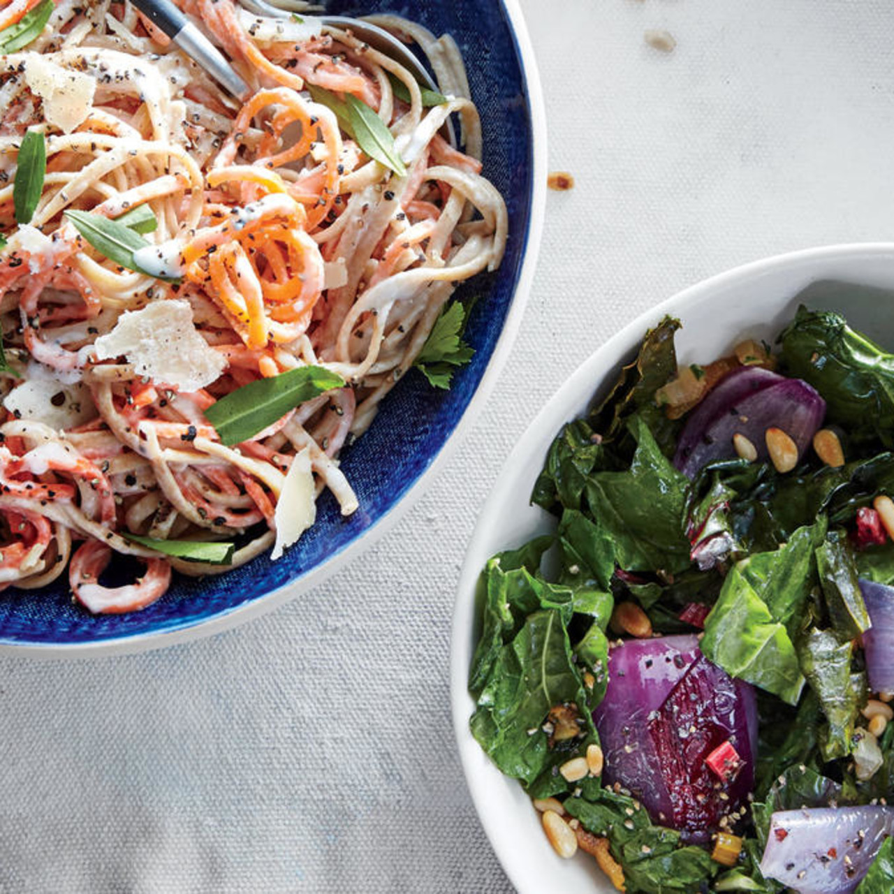 Creamy Carrot and Herb Linguine
