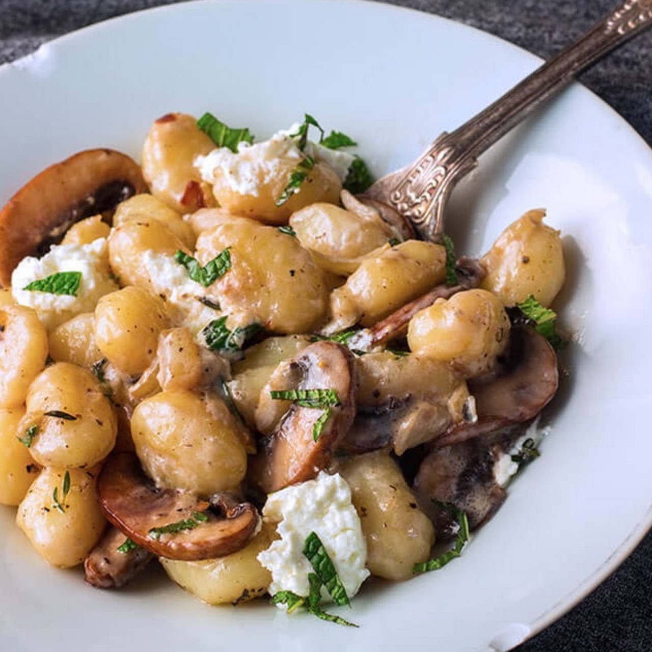 Creamy Goat Cheese & Mushroom Gnocchi