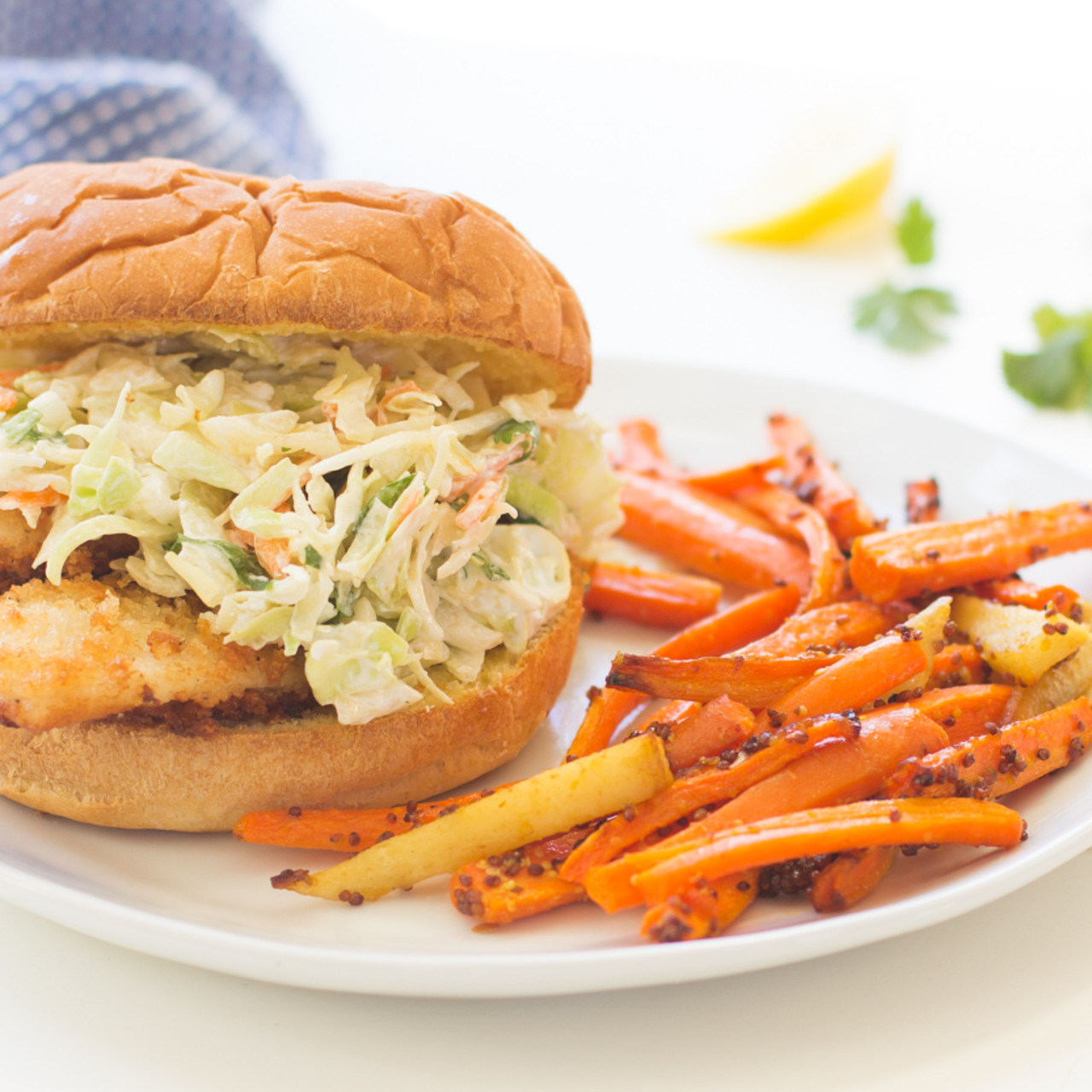 Crispy Fish Sandwiches with Creamy Coleslaw