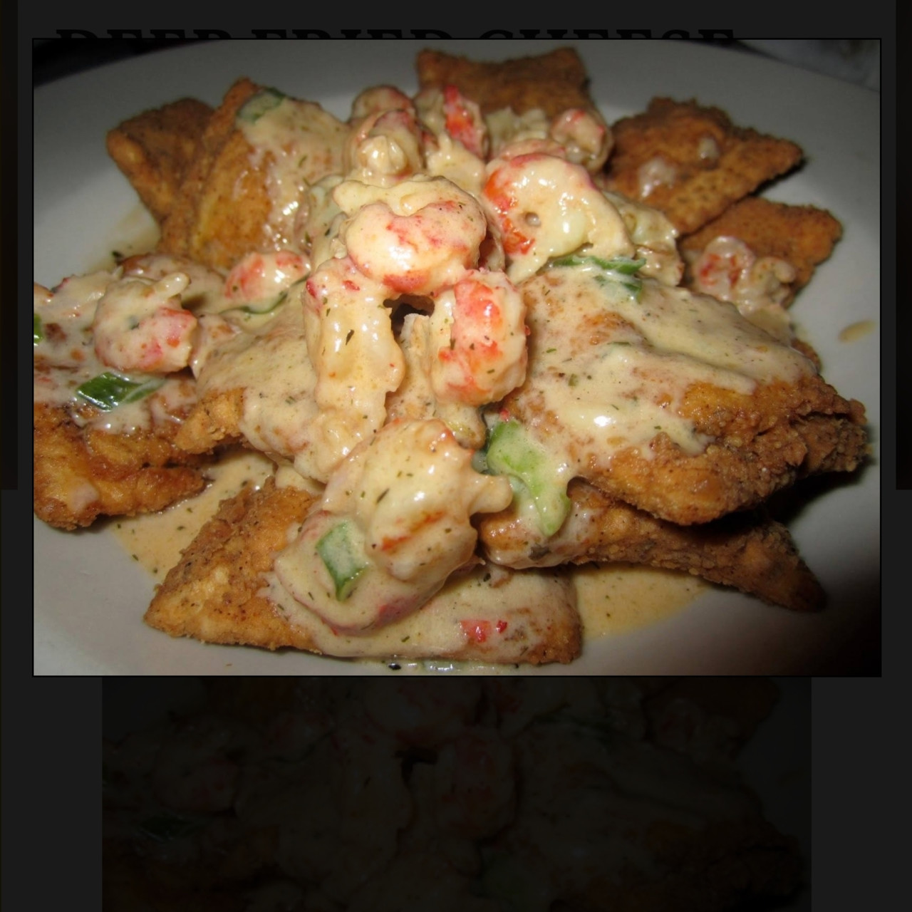 DEEP FRIED CHEESE RAVIOLI w/ CRAWFISH CREAM SAUCE