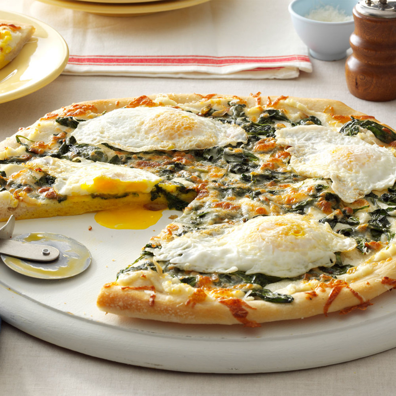 Easy Pizza with Sautéed Greens, Garlic & Eggs